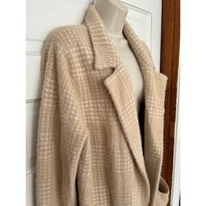 J Jill Beautiful Cozy Sweater Blazer Large Pockets Houndstooth Super Soft XC Lg
